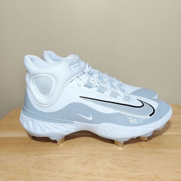 Nike Alpha Huarache Elite 4 Mid Metal Baseball Cleats Grey FD2744-102 Men's 7.5 - Picture 1 of 7